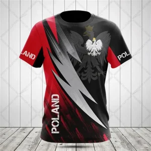 Polish Flag Badge 3D Print T-shirt Men Clothing Fashion Streetwear O Neck Pride T Shirts Camo Plaid Summer Sport Casual Tee Top