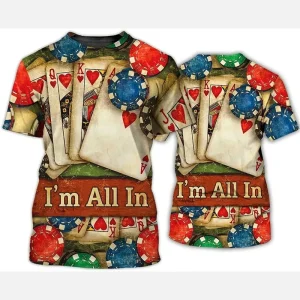 Poker Card Game Funny Print T-shirt Men's Clothing Casual Sport Short Sleeve T Shirts 3D Print Funny Pattern Novel Harajuku Tee